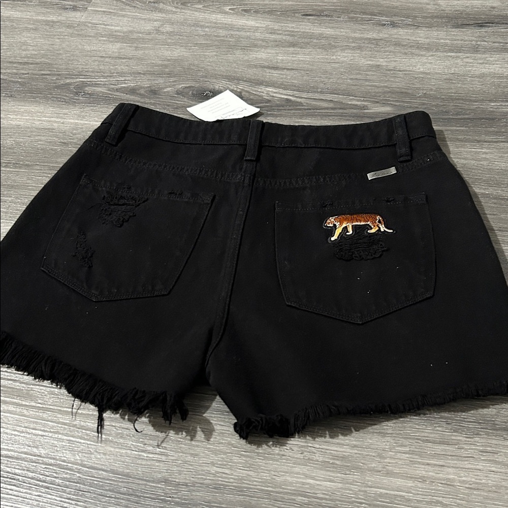 Judith March Black Distressed Jean Shorts